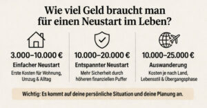 Infografik zeigt wie viel Geld man für einen Neustart im Leben benötigt