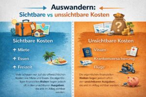 Infografik Auswandern Kosten sichtbar und unsichtbar Überblick