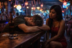 Auswanderer Langeweile und Absturz durch Alkohol