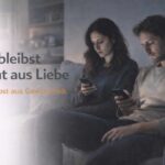 Beziehungen und die Macht der Gewohnheit – Paar sitzt nebeneinander auf der Couch und schaut aufs Smartphone ohne Interaktion