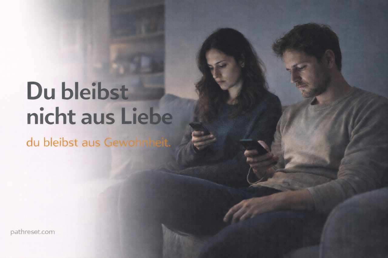 Beziehungen und die Macht der Gewohnheit – Paar sitzt nebeneinander auf der Couch und schaut aufs Smartphone ohne Interaktion