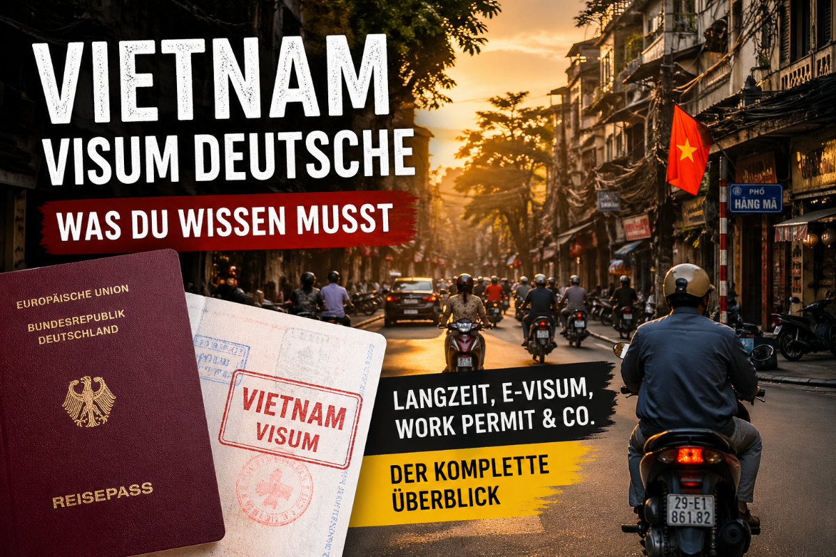 Vietnam Visum Deutsche 2026 – belebte Straße in Hanoi mit Motorrädern und Stadtleben