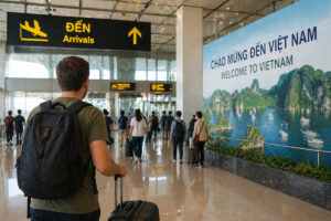 Vietnam Visum Deutsche – Reisender kommt am Flughafen in Vietnam an