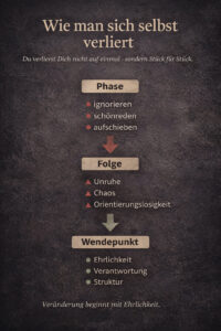 Infografik zeigt wie man sich selbst verliert und den Wendepunkt zur Veränderung